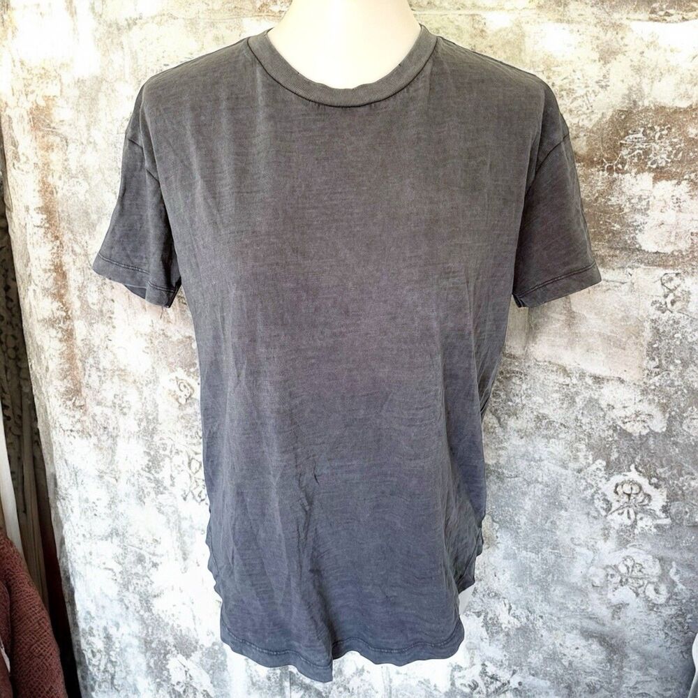 Aerie Distressed Faded Washed Gray Oversized Boyfriend Tee Shirt Top XXS 2XS
